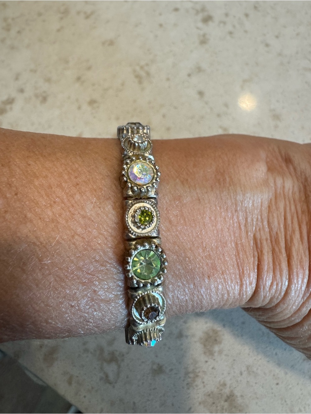 Sterling-Tone Green Crystal Stretch Bracelet - Women Jewelry